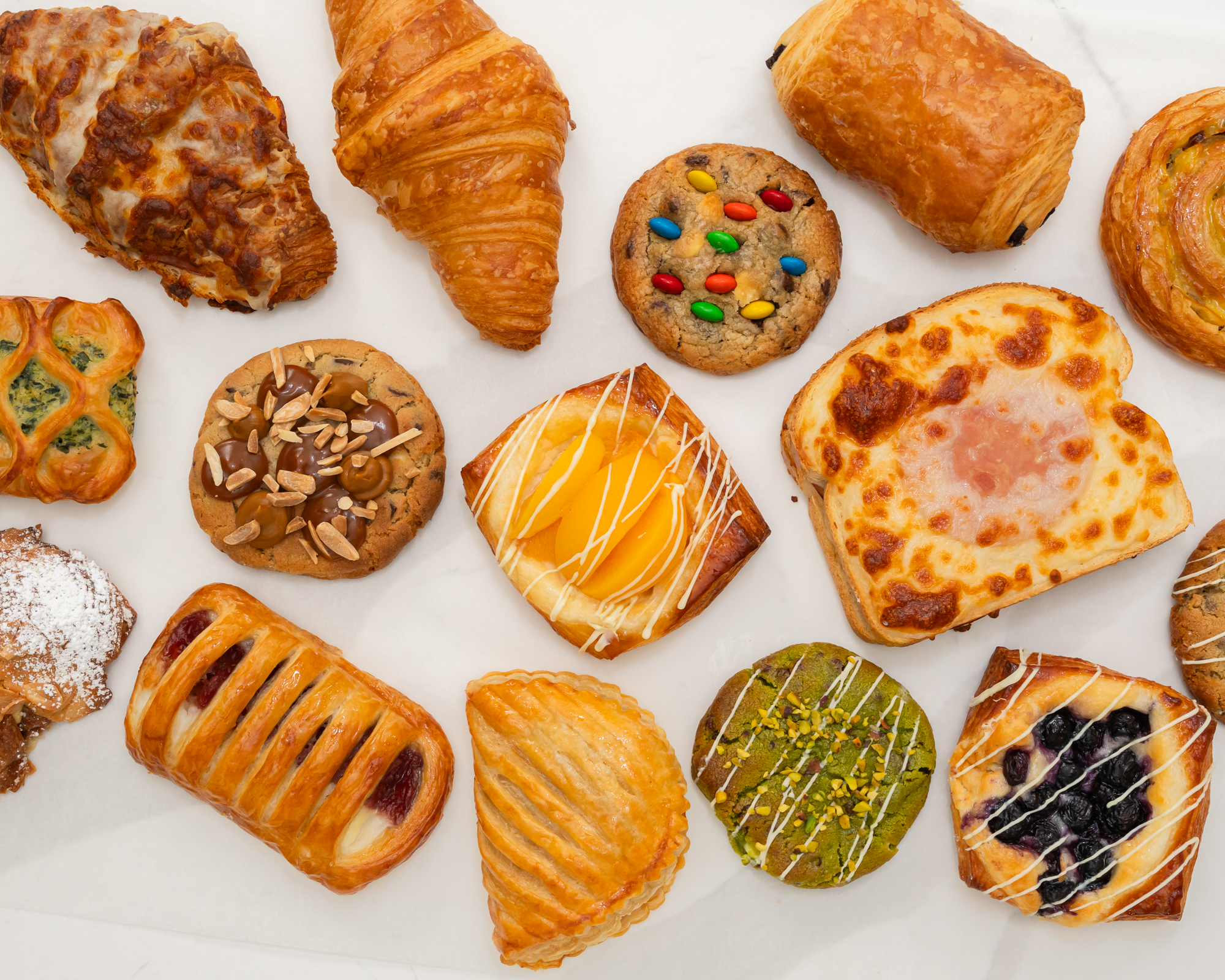 French pastries beautifully arranged